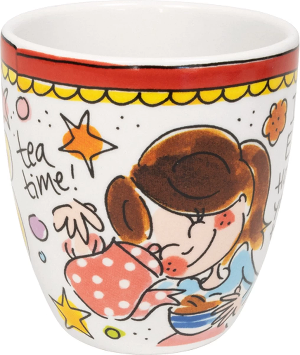 Blond Amsterdam, Even Bijkletsen Mini Mok Rode Rand Zonder Oor, 0,2L 4 Blond Amsterdam, Even Bijkletsen Mini Mok Rode Rand Zonder Oor, 0,2L - Afbeelding 2