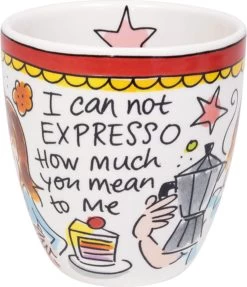 Blond Amsterdam, Even Bijkletsen Mini Mok Rode Rand Zonder Oor, 0,2L