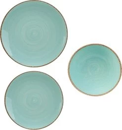 Cosy & Trendy Granite Blue - Serviesset 6 Persoons - 18 Delig - Met Table Style Zomers Droogbloemen Boeket