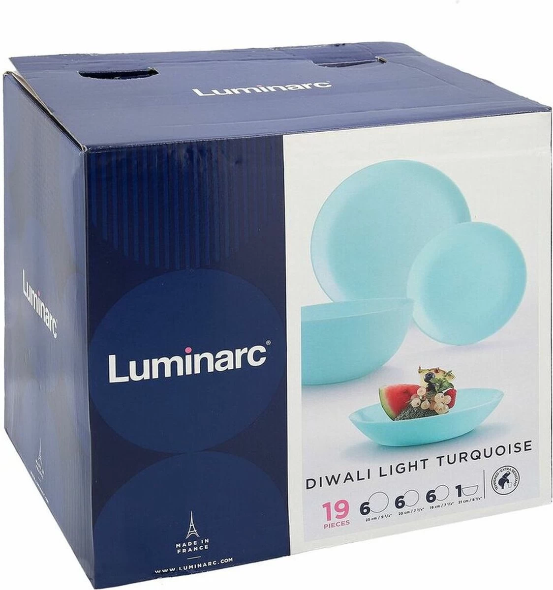 Luminarc Diwali Serviesset - 19-delig - 6 Persoons - Turquoise 7 Luminarc Diwali Serviesset - 19-delig - 6 Persoons - Turquoise - Afbeelding 5