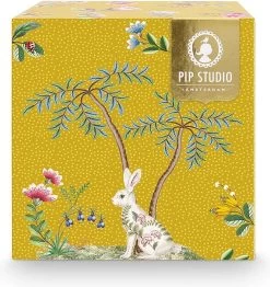 Pip Studio La Majorelle Yellow - Theeset - Porselein - Mok + Theezeef + Theetip - Porselein - 350ml - Geel Servies - Pasen - Konijn -Keukenserie Winkel 1130x1200