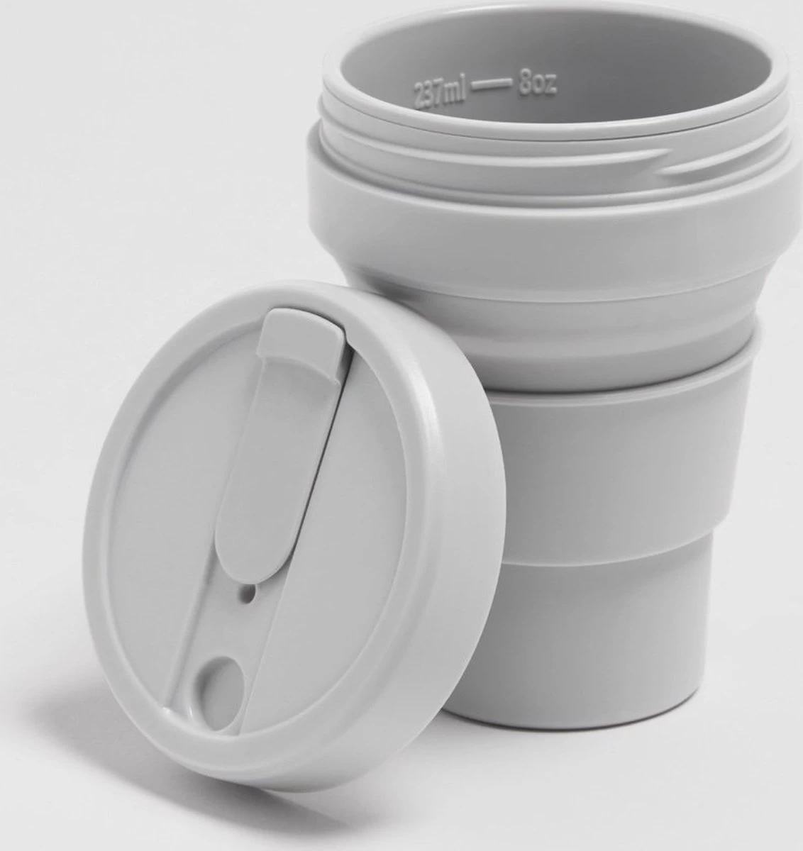 STOJO - Opvouwbare Beker - To Go - Grijs - 237ml - Herbruikbaar 10 STOJO - Opvouwbare Beker - To Go - Grijs - 237ml - Herbruikbaar - Afbeelding 8