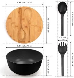 Smart Kitchen Grote Slakom Set Met Bamboe Deksel – Saladeschaal 25cm – Serveerschaal – Fruitschaal – Mengkom – Zwart -Keukenserie Winkel 1142x1200 4