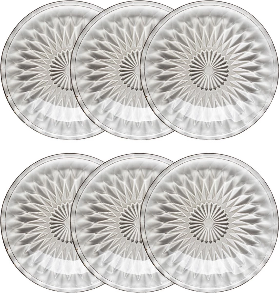 Gusta - Gebaksbordje - Grijs - ø19,7cm - Glas - Set 6 Stuks 3 Gusta - Gebaksbordje - Grijs - ø19,7cm - Glas - Set 6 Stuks