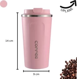 Thermosbeker - Koffiebeker To Go - Travel Mug - Dubbelwandig, RVS & Lekvrij - Thermosbeker Koffie - 380 ML – Roze -Keukenserie Winkel 1169x1200 1