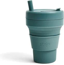 Stojo - Biggie Cup - 470 Ml - Herbruikbaar - Opvouwbaar - Groen -Keukenserie Winkel 1174x1200