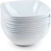 4x Schalen/schaaltjes Vierkant Wit - 680 Ml - Ontbijt/snacks/sauzen Serveren - Herbruikbare Schaaltjes/kommetjes Van Plastic - Keukenbenodigdheden