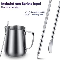 Qualitá® Melkkan Met Art Pen - Barista Melkkannetje - 350 ML - Melkopschuimkannen -Keukenserie Winkel 1186x1200 6