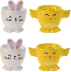 Merkloos 4x Witte Paashaas En Gele Kuiken Eierdopjes 7 Cm - Paasdecoratie/Paasontbijt -Keukenserie Winkel 1186x1200 8