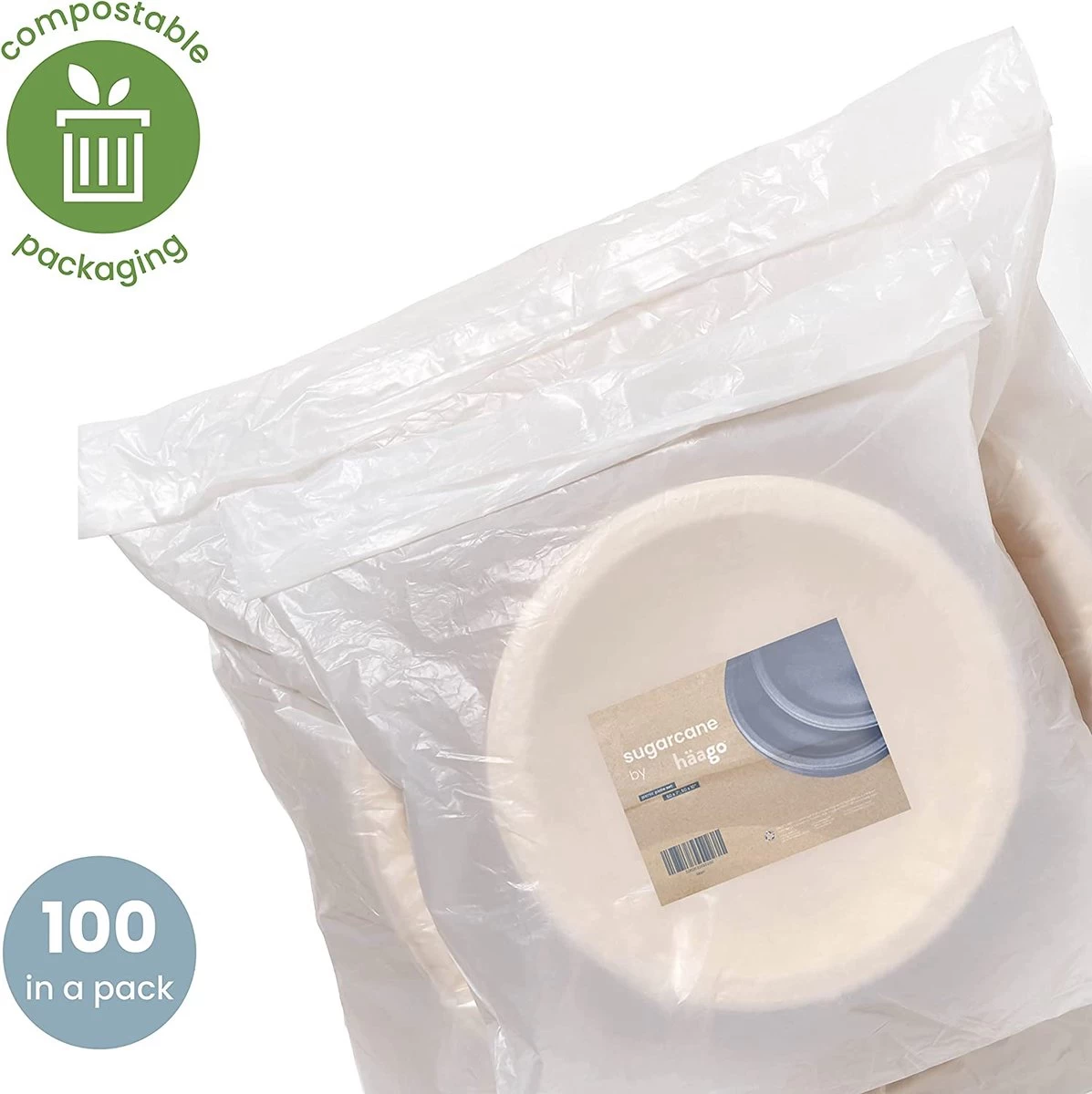 Haago 100 Biologisch Afbreekbare Ronde Borden Set Van Suikerriet, Large (26cm) En Small (18cm) - Milieuvriendelijk En Composteerbaar 7 Haago 100 Biologisch Afbreekbare Ronde Borden Set Van Suikerriet, Large (26cm) En Small (18cm) - Milieuvriendelijk En Composteerbaar - Afbeelding 5