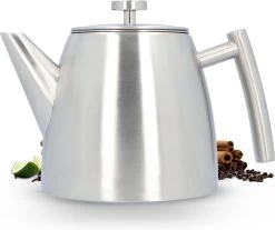 Vaja® Theepot Camille Met Filter - Zilver - 1.0L - RVS Dubbelwandig - Theekan