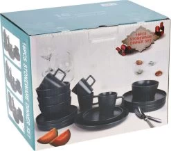 Homecookingchef Serviesset - Mat Zwart - 16-delig - Sterk Aardewerk -Keukenserie Winkel 1200x1055