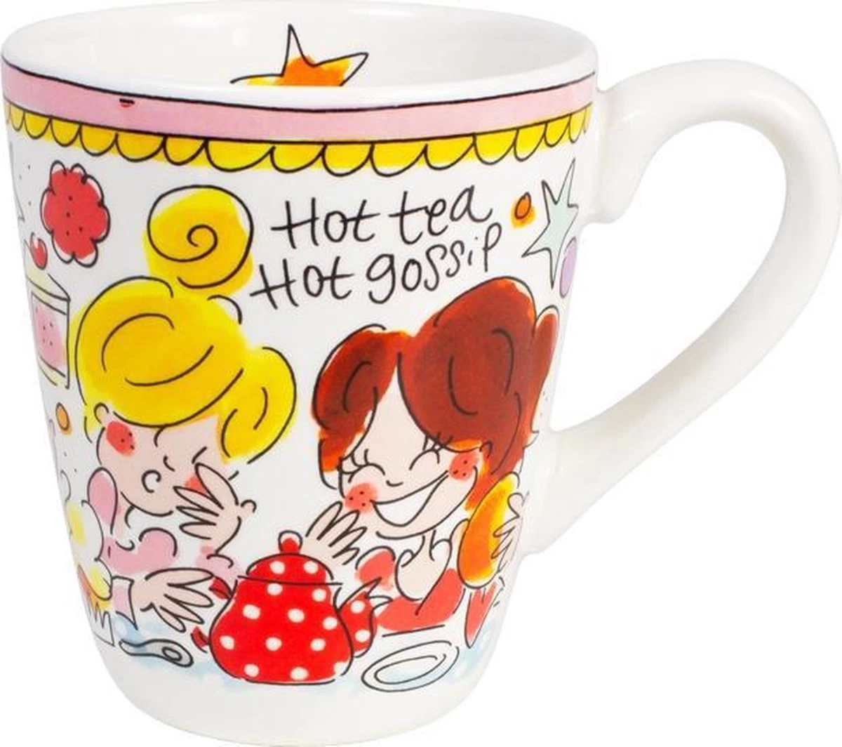 Blond Amsterdam Even Bijkletsen Mok 350 Ml - Roze Rand 3 Blond Amsterdam Even Bijkletsen Mok 350 Ml - Roze Rand