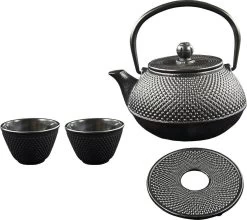 SakuraTea - Theepot Set - 4-delig - Gietijzer - Zwart - 0.8L - 2 Kopjes (100ml) -Keukenserie Winkel 1200x1068 1
