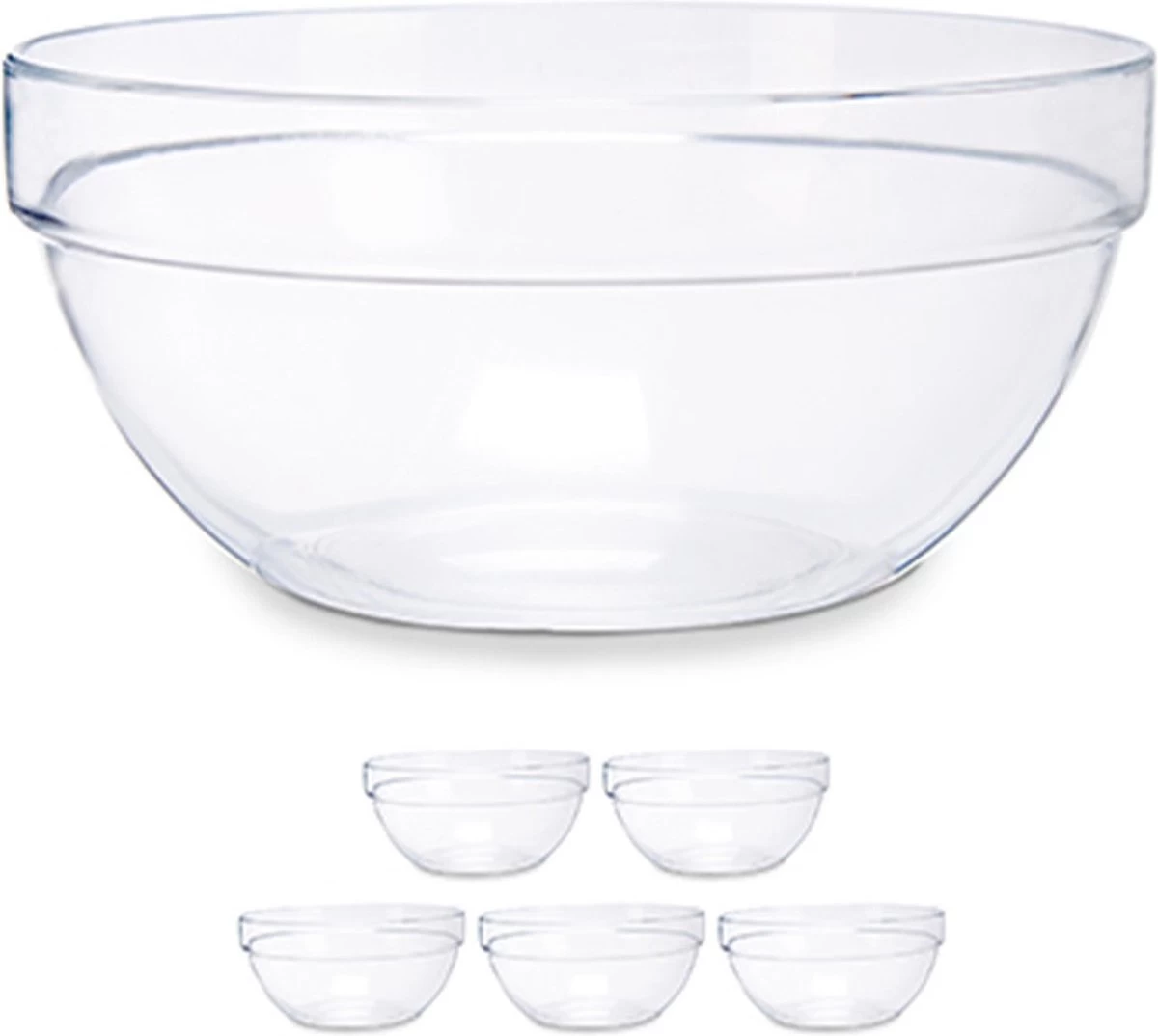 Set Van 6x Stuks Glazen Salade/dessert/sauzen Schaaltjes/kommetjes 10.5 X 4.5 Cm - Schalen/kommen Van Glas 3 Set Van 6x Stuks Glazen Salade/dessert/sauzen Schaaltjes/kommetjes 10.5 X 4.5 Cm - Schalen/kommen Van Glas