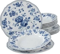 Merkloos Alba Royal Blue Flower 12-delig Servies