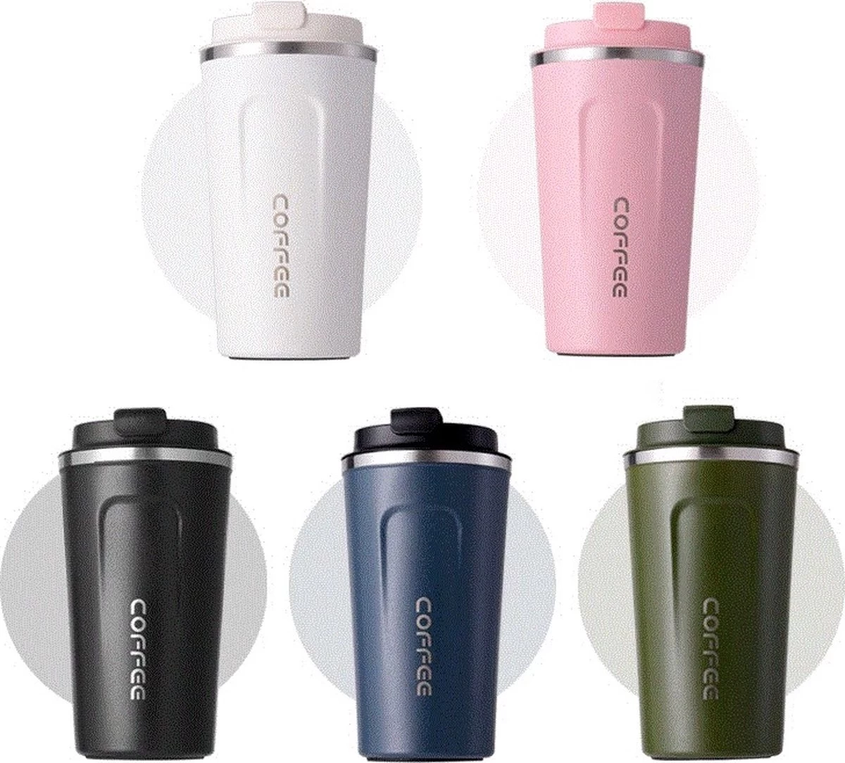 Koffiebeker To Go - RVS Thermosbeker - Drinkfles - Herbruikbare Koffiebeker - 500 Ml - Wit 3 Koffiebeker To Go - RVS Thermosbeker - Drinkfles - Herbruikbare Koffiebeker - 500 Ml - Wit