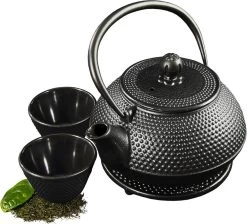 SakuraTea - Theepot Set - 4-delig - Gietijzer - Zwart - 0.8L - 2 Kopjes (100ml) -Keukenserie Winkel 1200x1086 1