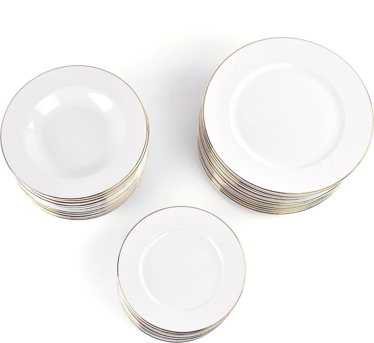 LeRijn® Serviesset Deventer 12 Persoons - 36 Delig - Licht Crème Wit Met Gouden Rand En Motief - Dinerborden - Soepborden - Dessertborden - Borden Servies - Bordenset 11 LeRijn® Serviesset Deventer 12 Persoons - 36 Delig - Licht Crème Wit Met Gouden Rand En Motief - Dinerborden - Soepborden - Dessertborden - Borden Servies - Bordenset - Afbeelding 9