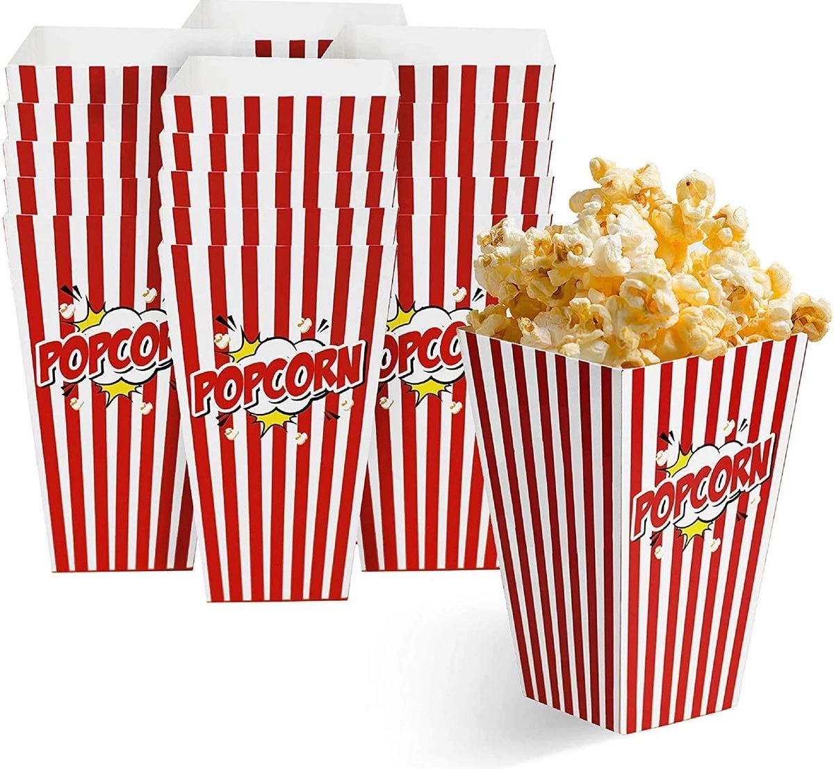 50 Duurzame Popcorn Bakjes (18x10cm) - Popcorn Zakjes Voor Filmavonden, Feestjes - Ook Geschickt Als Snoepbakje Of Feestzakje Voor Kinderen 12 50 Duurzame Popcorn Bakjes (18x10cm) - Popcorn Zakjes Voor Filmavonden, Feestjes - Ook Geschickt Als Snoepbakje Of Feestzakje Voor Kinderen - Afbeelding 10