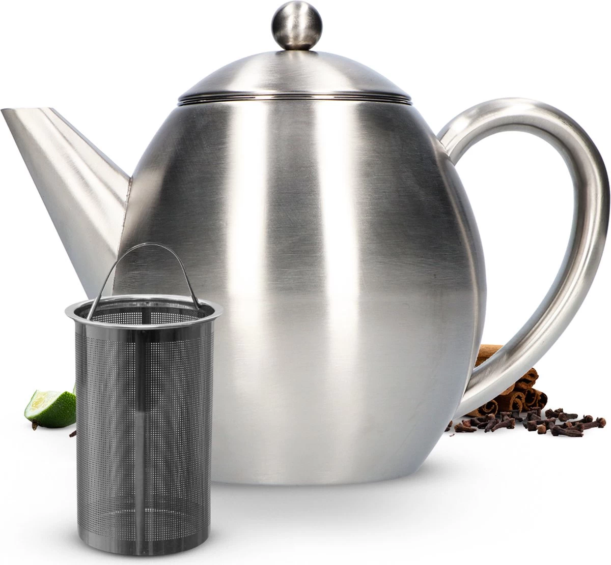 Vaja Valerie - Theepot Met Filter - Dubbelwandig - RVS - 1.2L 3 Vaja Valerie - Theepot Met Filter - Dubbelwandig - RVS - 1.2L