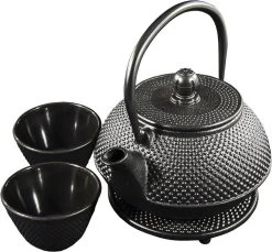 SakuraTea - Theepot Set - 4-delig - Gietijzer - Zwart - 0.8L - 2 Kopjes (100ml) -Keukenserie Winkel 1200x1113 1