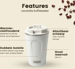 LaCardia Koffiebeker To Go Premium Wit – Thermosbeker – Theebeker – 380ML – Herbruikbaar -Keukenserie Winkel 1200x1114 1