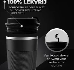 Volcan RVS Koffiebeker To Go Met Sleeve - Thermosbeker - Theebeker - Coffee - Zwart -Keukenserie Winkel 1200x1142 1
