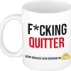 Fcking Quitter Mok Wit En Zwart - Kado Mok / Beker - Nieuwe Baan - Afscheidscadeau Collega / Werknemer -Keukenserie Winkel 1200x1145 6