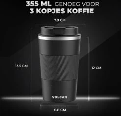 Volcan RVS Koffiebeker To Go Met Sleeve - Thermosbeker - Theebeker - Coffee - Zwart -Keukenserie Winkel 1200x1155 2