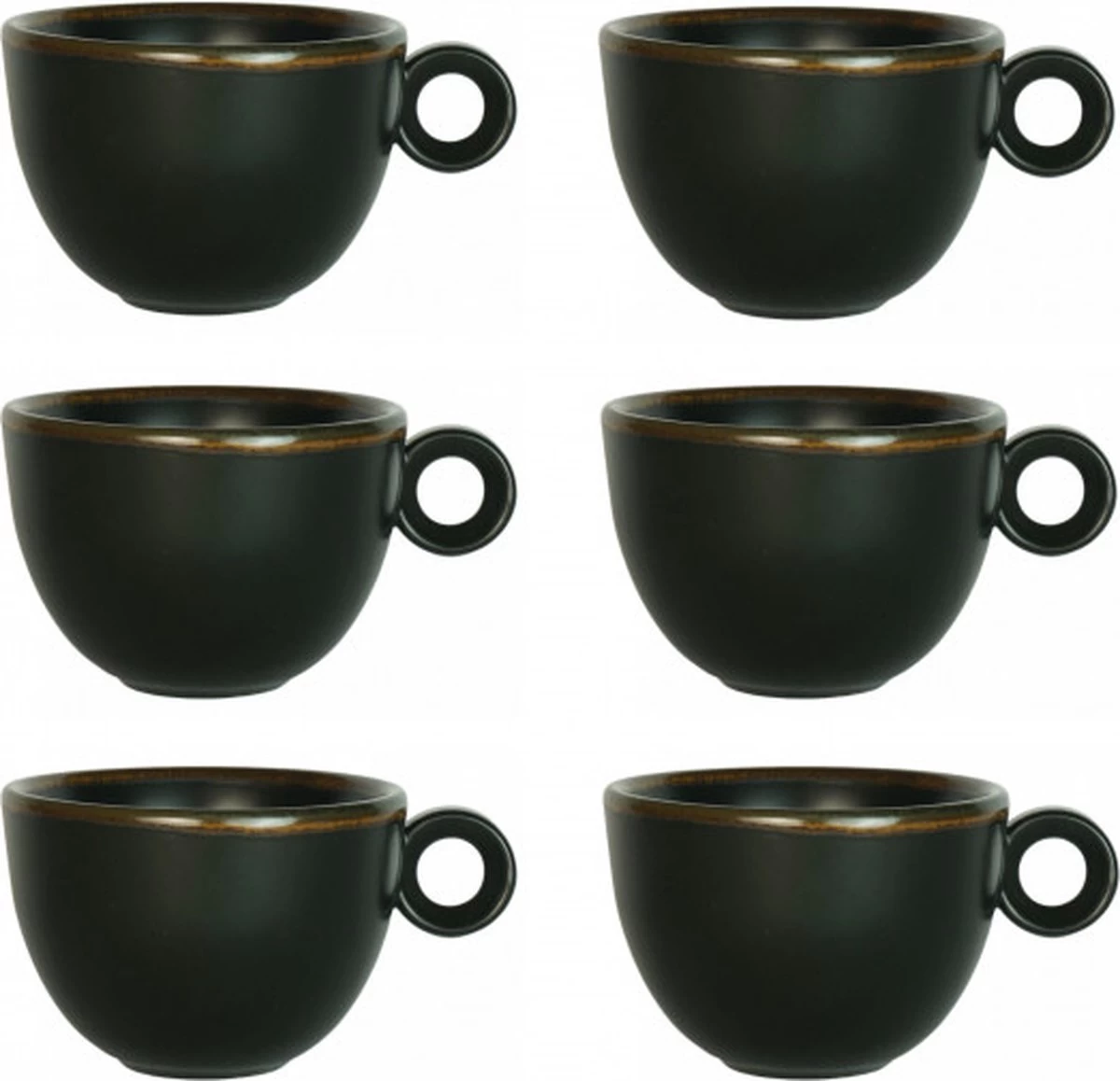 Cappuccinokopje - 200ml - Mosterdman - 6 Kopjes Mat Zwart Gloomy 3 Cappuccinokopje - 200ml - Mosterdman - 6 Kopjes Mat Zwart Gloomy