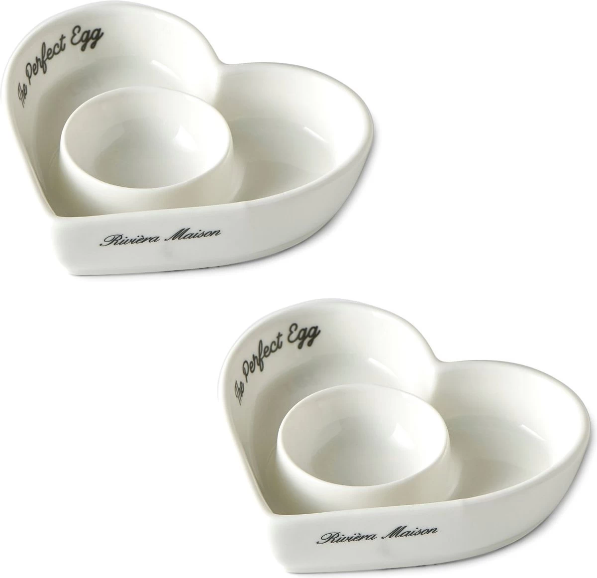 Riviera Maison Eierdop Set Van 2 - The Perfect Heart Egg Cup - Porselein 3 Riviera Maison Eierdop Set Van 2 - The Perfect Heart Egg Cup - Porselein
