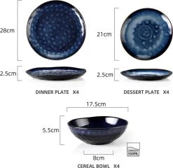 Serviesset 8 Personen - 24 Delig - Handgemaakt - Blauw -Keukenserie Winkel 1200x1165 3