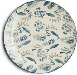 Riviera Maison Bord, Dinerbord, Servies, Tafeldecoratie Voor Eetkamer, Keuken - First Catch Dinner Plate - Blauw - Keramiek - 1 Stuk