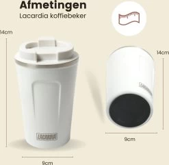 LaCardia Koffiebeker To Go Premium Wit – Thermosbeker – Theebeker – 380ML – Herbruikbaar -Keukenserie Winkel 1200x1171 2