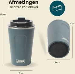 LaCardia Koffiebeker To Go Premium Blauw – Thermosbeker – Theebeker – 380ML – Herbruikbaar -Keukenserie Winkel 1200x1171