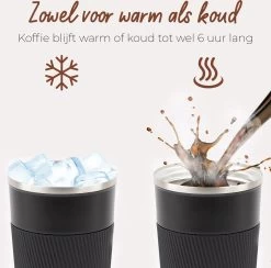 SIP !T® Premium RVS Koffiebeker To Go Thermosbeker – 380 ML – Herbruikbare Koffie & Theebeker – Lekvrij – Zwart - Valentijn -Keukenserie Winkel 1200x1187