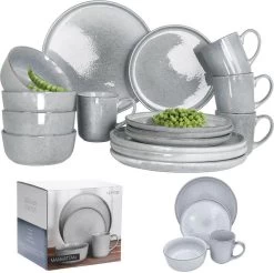 Excellent Serviesset - Servies - 16 Stuks - Aardewerk - Grijs -Keukenserie Winkel 1200x1193 3