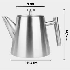 Castagnola Theepot Met Filter – Theekan – Theepot Dubbelwandig – Theepot Roestvrijstaal – Hoogwaardig RVS – 1 Liter – 5 Kopjes Thee – Zilver -Keukenserie Winkel 1200x1195 10