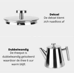 Castagnola Theepot Met Filter – Theekan – Theepot Dubbelwandig – Theepot Roestvrijstaal – Hoogwaardig RVS – 1 Liter – 5 Kopjes Thee – Zilver Glans 17 Castagnola Theepot Met Filter – Theekan – Theepot Dubbelwandig – Theepot Roestvrijstaal – Hoogwaardig RVS – 1 Liter – 5 Kopjes Thee – Zilver Glans -Keukenserie Winkel 1200x1195 18