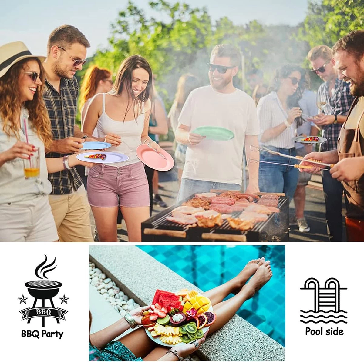 Onbreekbare Borden Van 25 Cm, 6-delige Set, Herbruikbare Platte Borden Met Luffas-afwasborstels, Eetborden, Kunststof, Licht Voor Feestjes, Kamperen, BBQ/pizza, Magnetronbestendig, Vaatwasmachinebestendig, BPA-vrij (veelkleurig) 8 Onbreekbare Borden Van 25 Cm, 6-delige Set, Herbruikbare Platte Borden Met Luffas-afwasborstels, Eetborden, Kunststof, Licht Voor Feestjes, Kamperen, BBQ/pizza, Magnetronbestendig, Vaatwasmachinebestendig, BPA-vrij (veelkleurig) - Afbeelding 6