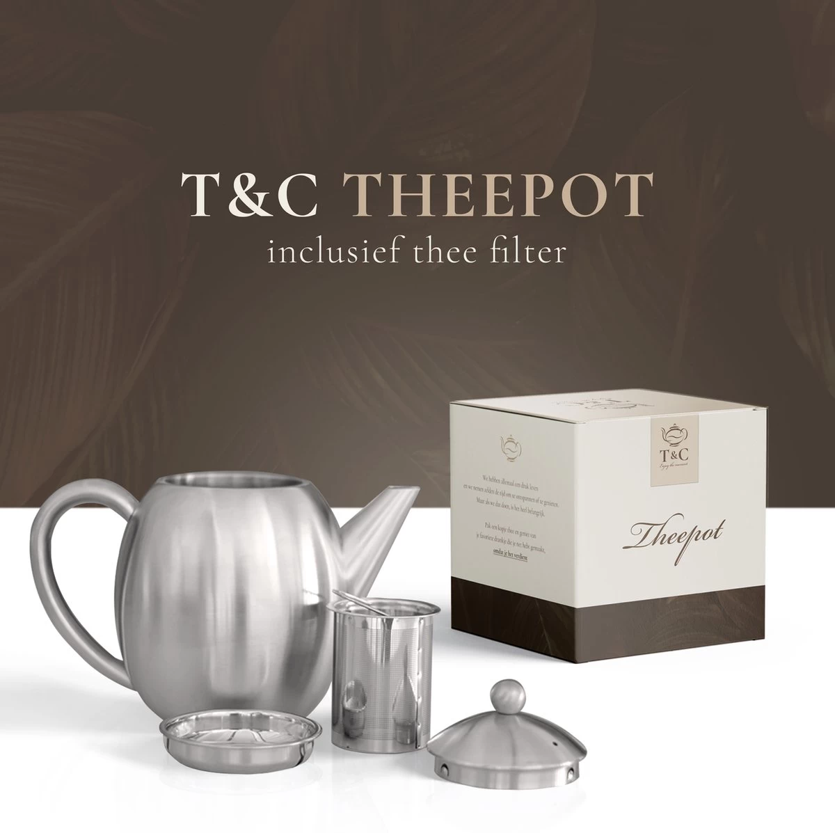 T&C Theepot Met Filter En Dubbelwandig - 1,2L - Matte Grijs 9 T&C Theepot Met Filter En Dubbelwandig - 1,2L - Matte Grijs - Afbeelding 7