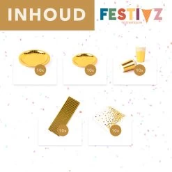 Festivz Wegwerp Servies Set - Gold - Verjaardag - Bruiloft - Feest - Borden Bekers Feestartikelen - Goud Feest -Keukenserie Winkel 1200x1200 1009