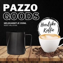 Merkloos Pazzo Goods - Melkkan - Melkkannetje Opschuim - Zwart - 350 Ml - Premium Kwaliteit - RVS - -Keukenserie Winkel 1200x1200 1068