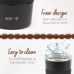 SIP !T® Premium RVS Koffiebeker To Go Thermosbeker – 380 ML – Herbruikbare Koffie & Theebeker – Lekvrij – Zwart - Valentijn -Keukenserie Winkel 1200x1200 108