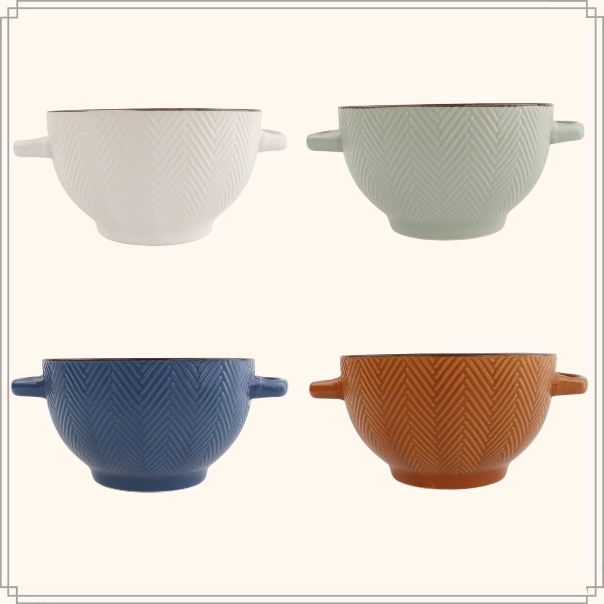 OTIX Soepkommen - Met Oor - Set Van 4 - Verschillende Kleuren - Aardewerk - 680 Ml 3 OTIX Soepkommen - Met Oor - Set Van 4 - Verschillende Kleuren - Aardewerk - 680 Ml