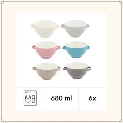 OTIX Soepkommen - Set Van 6 - Met Oor - Stapelbaar - Aardewerk - 680 Ml - 6 Kleuren -Keukenserie Winkel 1200x1200 1151