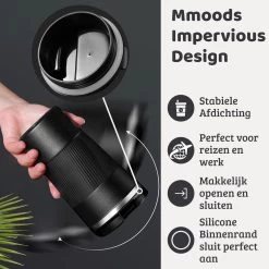 Mmoods Thermosbeker Voor Koffie En Thee 380ml - Koffiebeker To Go - Reisbeker Voor Auto - Herbruikbare Drinkfes Voor Warme En Koude Dranken - Ecologische Thermoskan Zwart Geschenk -Keukenserie Winkel 1200x1200 118
