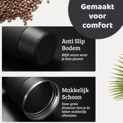 Mmoods Thermosbeker Voor Koffie En Thee 380ml - Koffiebeker To Go - Reisbeker Voor Auto - Herbruikbare Drinkfes Voor Warme En Koude Dranken - Ecologische Thermoskan Zwart Geschenk -Keukenserie Winkel 1200x1200 119