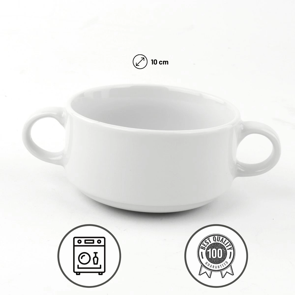 Orange85 Soepkommen - Met Oor - Set Van 6 - Wit - Rond - Met Houder 4 Orange85 Soepkommen - Met Oor - Set Van 6 - Wit - Rond - Met Houder - Afbeelding 2